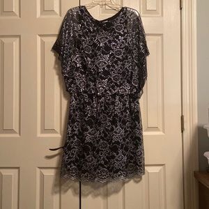 Black and Silver Print Dress
